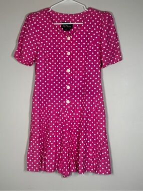 By choice Hot Pink Polka Dot Girls Button-Front Dress